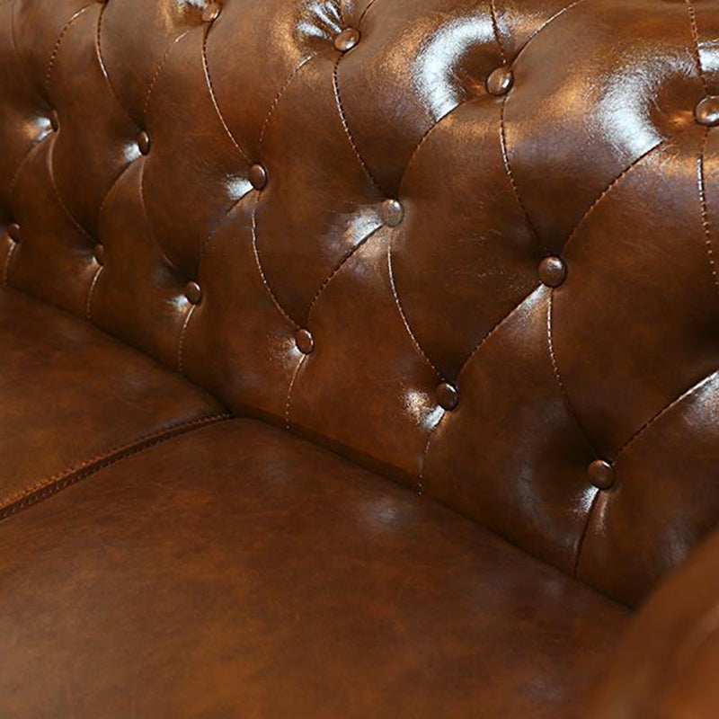Vintage Leather Chesterfield Sofa 29.53"High Rolled Arm Sofa for Cafe