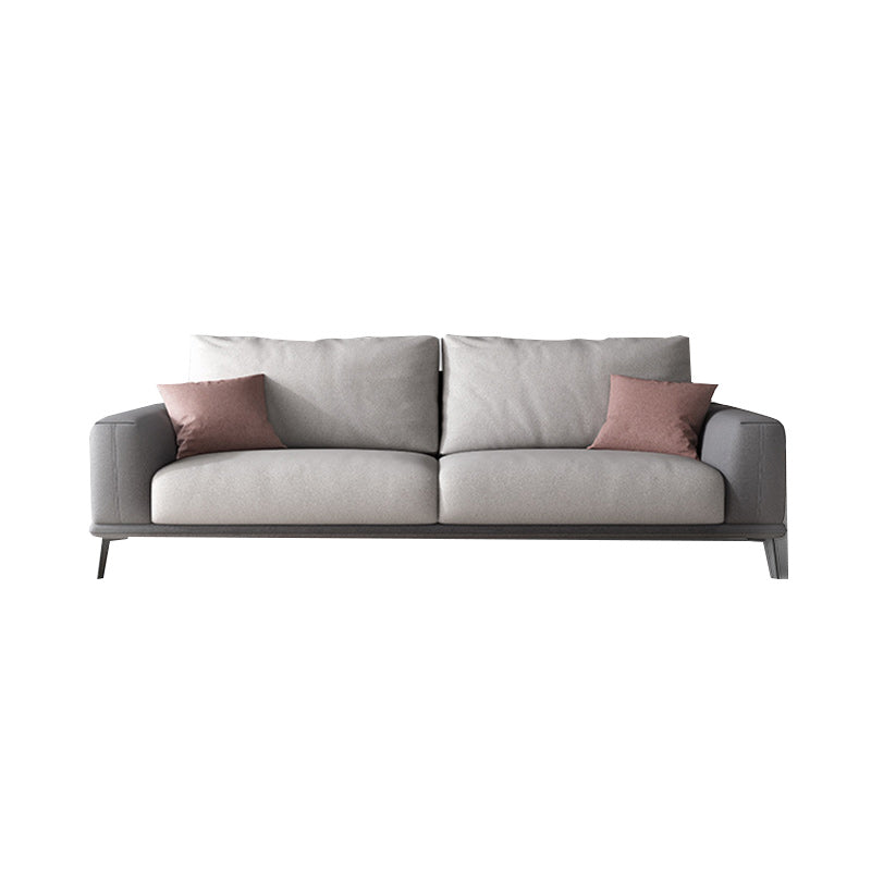 Fabric Living Room Square Arm Standard Cushions Light-grey Settee