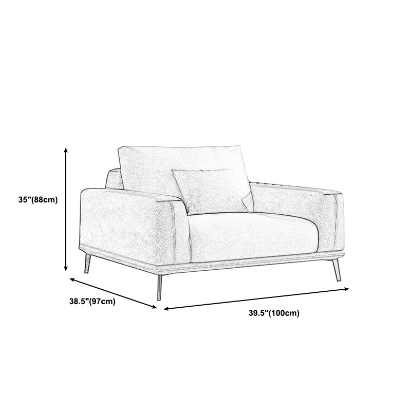 Fabric Living Room Square Arm Standard Cushions Light-grey Settee