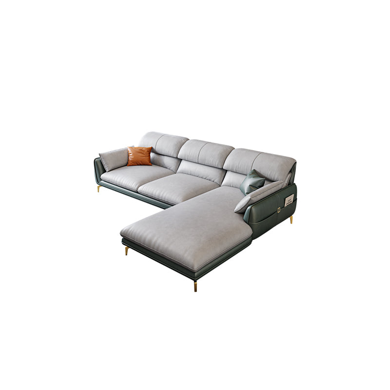 Scandinavian Faux Leather Light-grey Sectional for Apartment