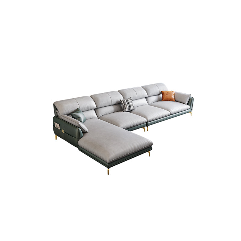 Scandinavian Faux Leather Light-grey Sectional for Apartment
