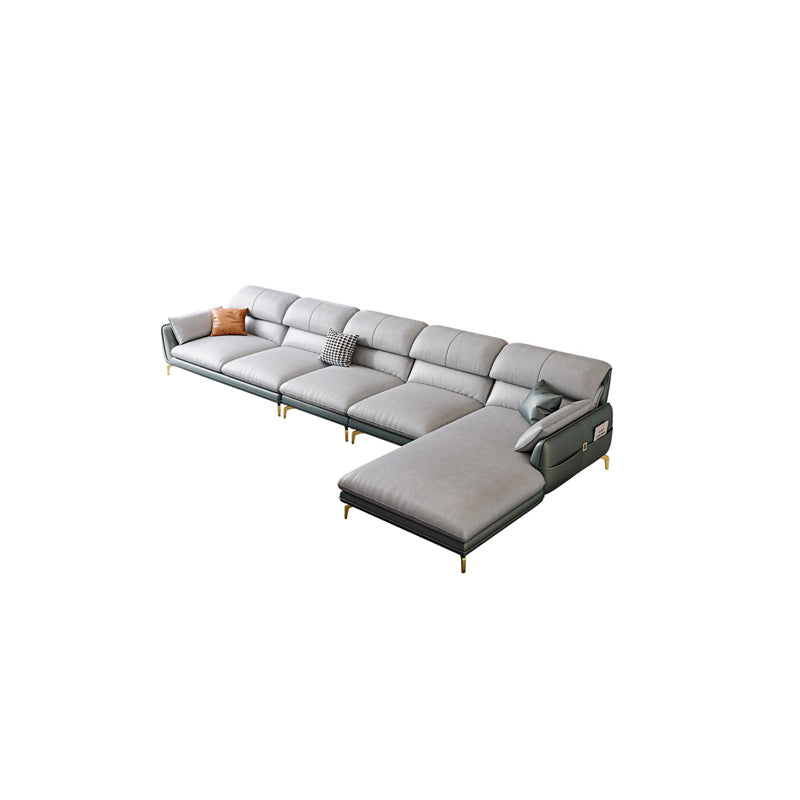 Scandinavian Faux Leather Light-grey Sectional for Apartment