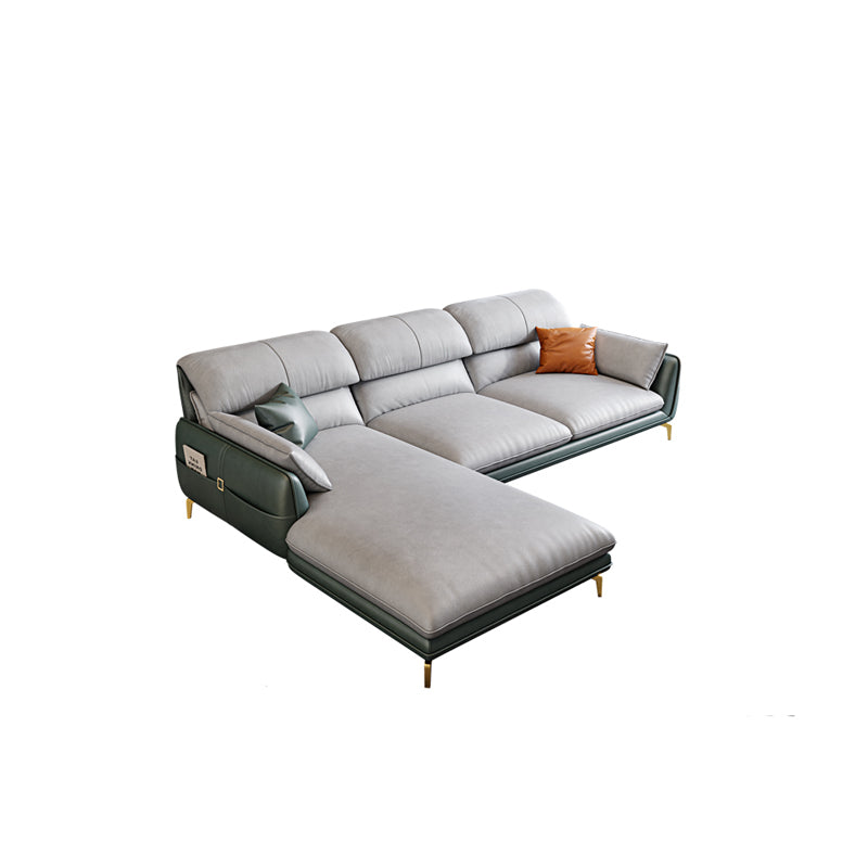 Scandinavian Faux Leather Light-grey Sectional for Apartment