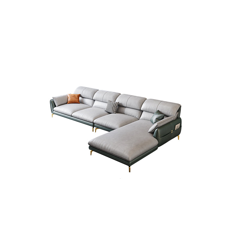 Scandinavian Faux Leather Light-grey Sectional for Apartment