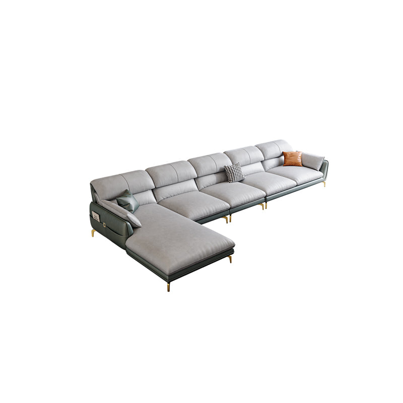Scandinavian Faux Leather Light-grey Sectional for Apartment