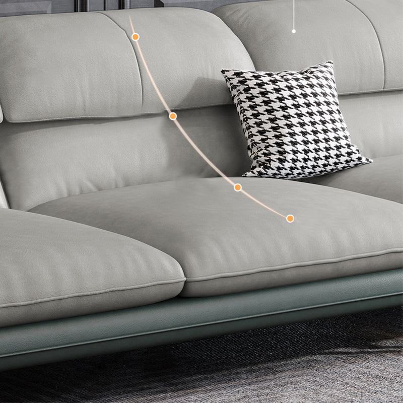 Scandinavian Faux Leather Light-grey Sectional for Apartment