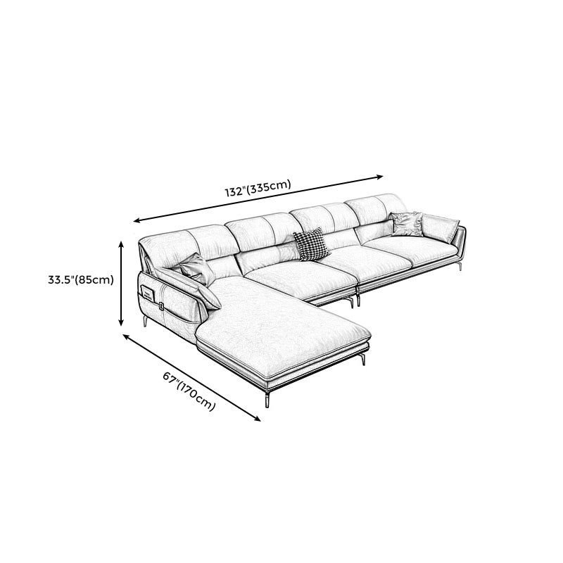 Scandinavian Faux Leather Light-grey Sectional for Apartment
