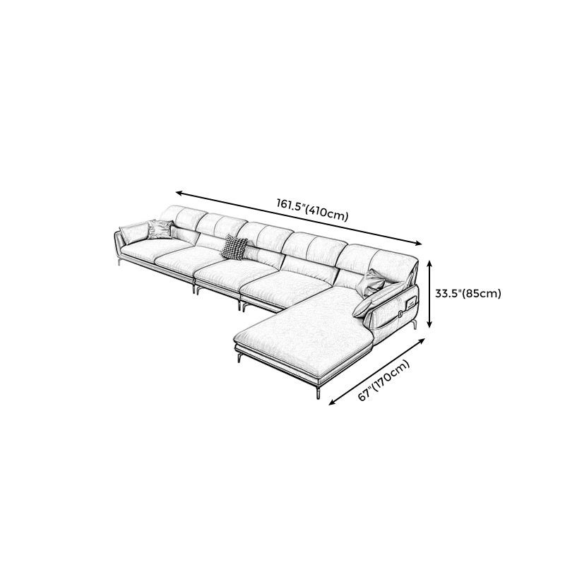 Scandinavian Faux Leather Light-grey Sectional for Apartment