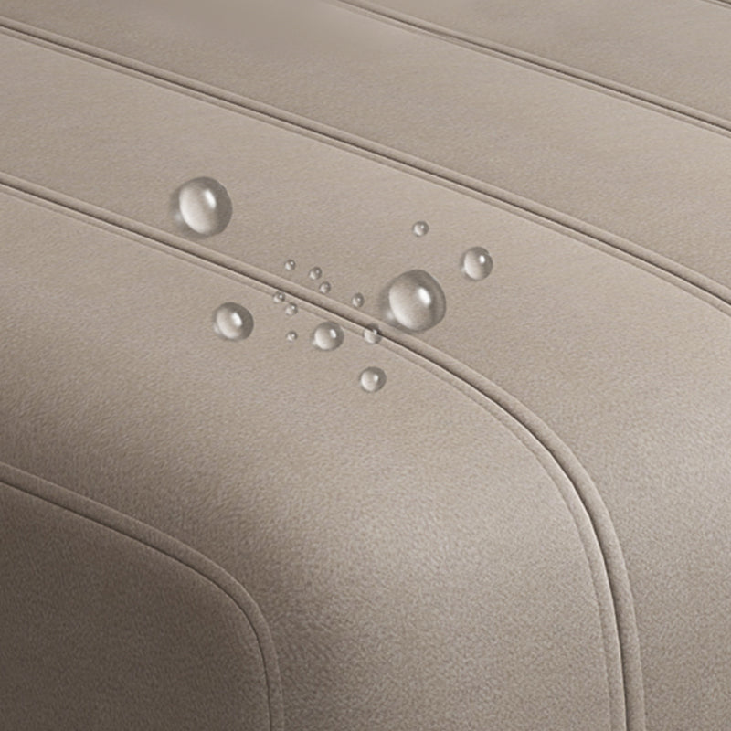 Beige Modern Faux Leather Square Arm Sofa/Sectional with Pillowed Back Cushions