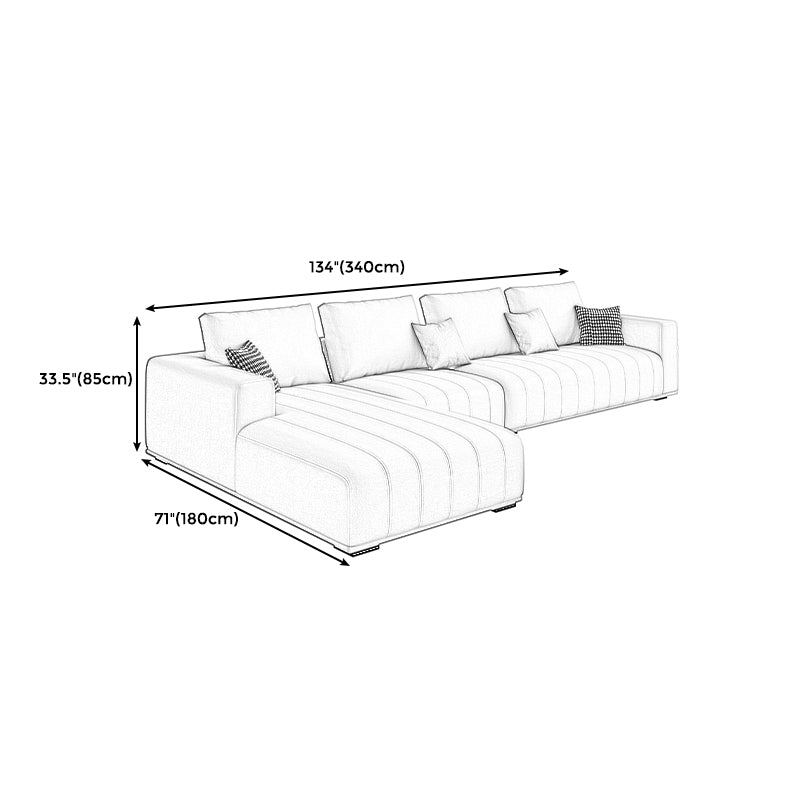 Beige Modern Faux Leather Square Arm Sofa/Sectional with Pillowed Back Cushions