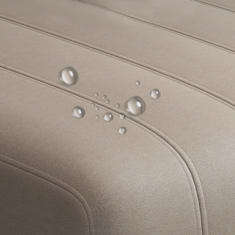 Cream Modern Faux Leather Square Arm Sofa/Sectional with Pillowed Back Cushions