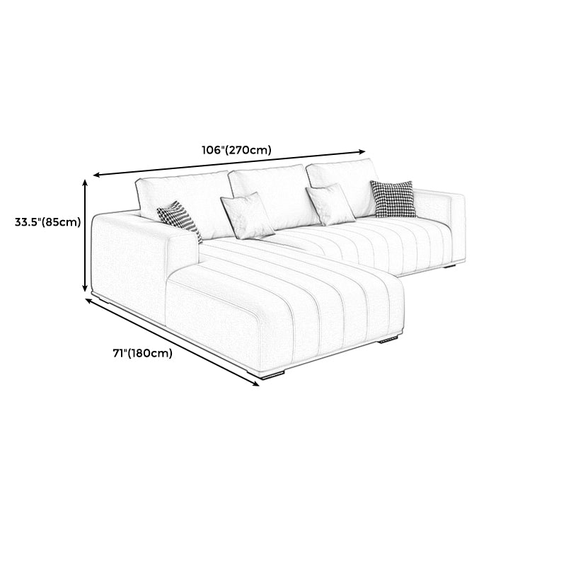 Cream Modern Faux Leather Square Arm Sofa/Sectional with Pillowed Back Cushions