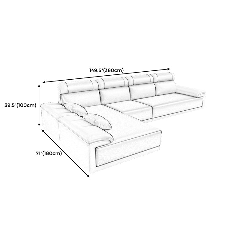 Modern Faux Leather Pillow Top Arm Sectional with Adjustable Pillowed Back Cushions