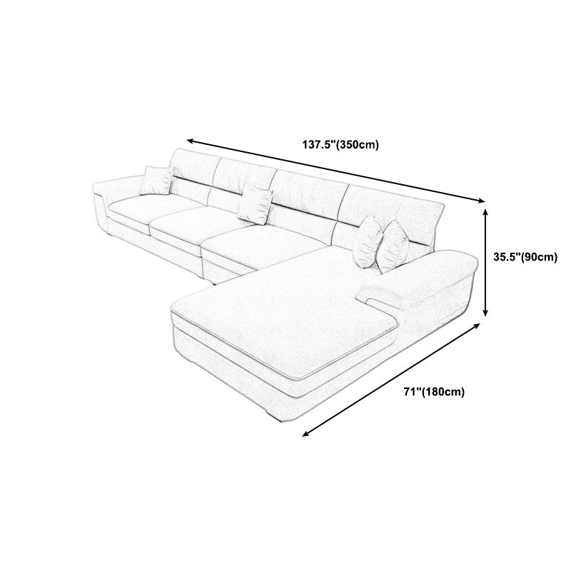 Sewn Pillow Back Pillow Top Arm Sectional with Slipcovered for Living Room