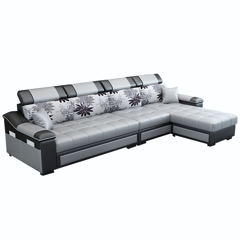 106.3"D x 57"W x 35.43"H Sloped Arm Sectionals, Modern High Back Sofa with Slipcovered