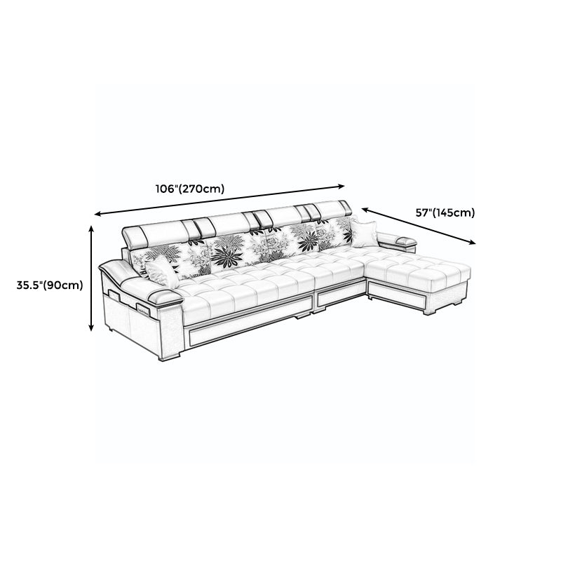 106.3"D x 57"W x 35.43"H Sloped Arm Sectionals, Modern High Back Sofa with Slipcovered
