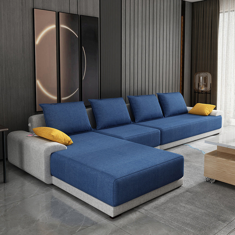 Modern Cushions Pillow Top Arm Sectional with Slipcovered for Living Room