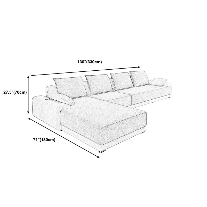 Modern Cushions Pillow Top Arm Sectional with Slipcovered for Living Room