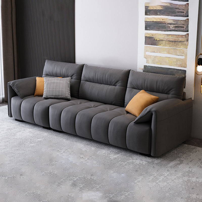 Dark Gray Cushion Back Contemporary Removable Cushions L-Shape Sofa & Chaise