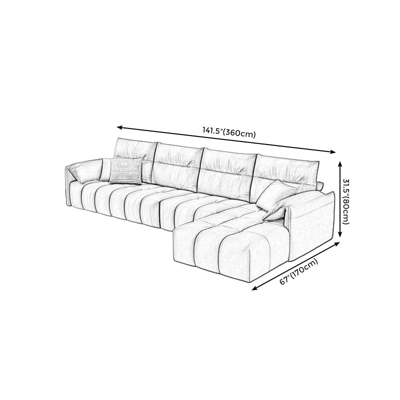 Dark Gray Cushion Back Contemporary Removable Cushions L-Shape Sofa & Chaise