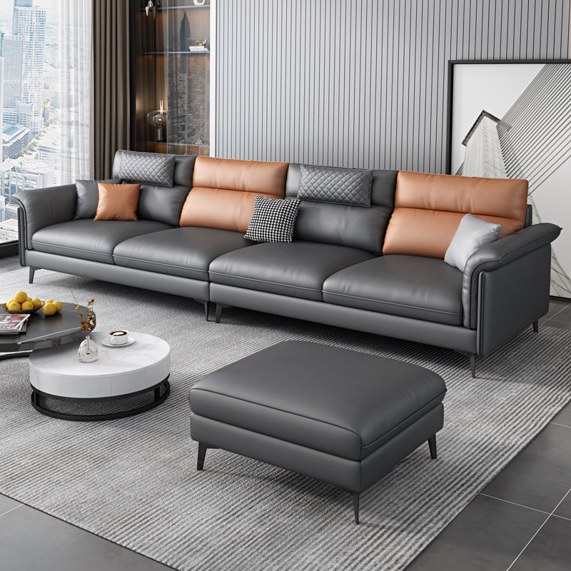 Contemporary Reversible Ottoman Sectional with Pillowed Back for Four People