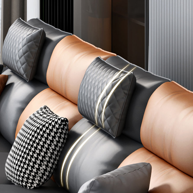 Contemporary Reversible Ottoman Sectional with Pillowed Back for Four People