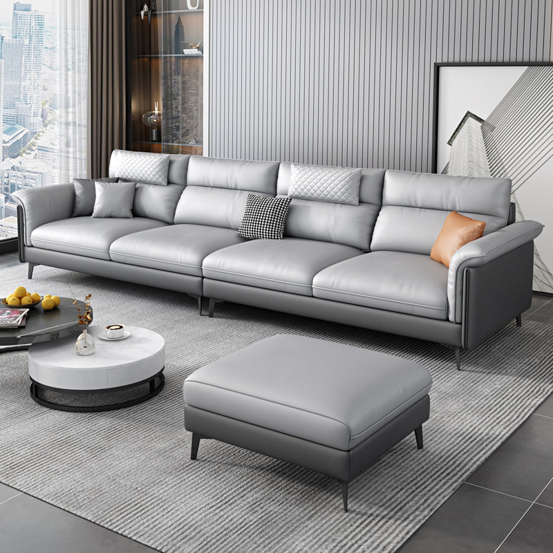 Contemporary Reversible Ottoman Sectional with Pillowed Back for Four People