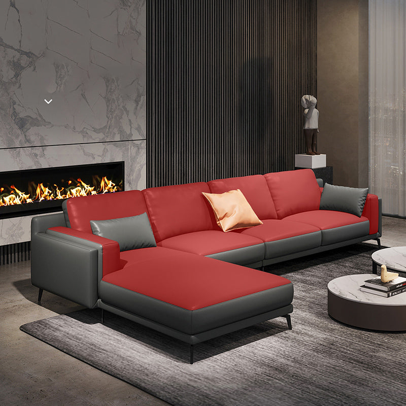 Square Arm Grey Pillowed Back Cushions Splayed Wooden Legs Sofa