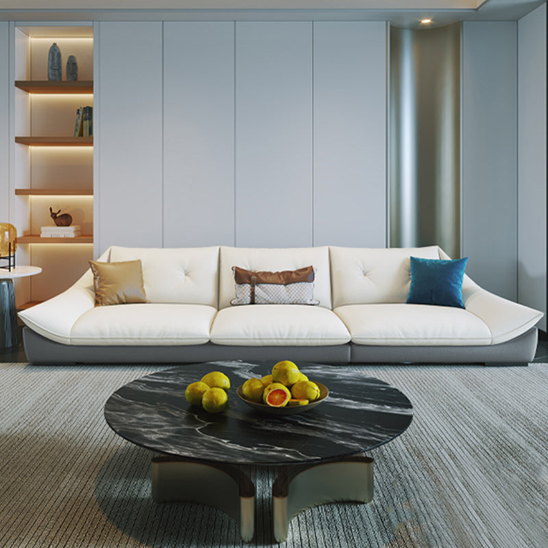 Tufted Faux Leather Pillow Top Arm Sofa with Stain Resistant and Waterproof