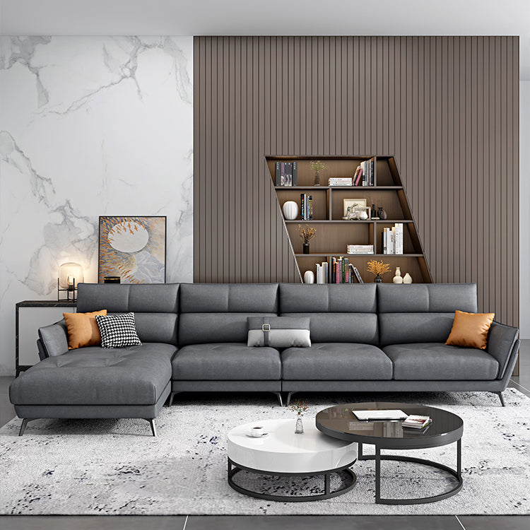 Ultra-Modern Sewn Pillow Back Faux Leather Pillow Top Arm Sofa with Wear-resisting