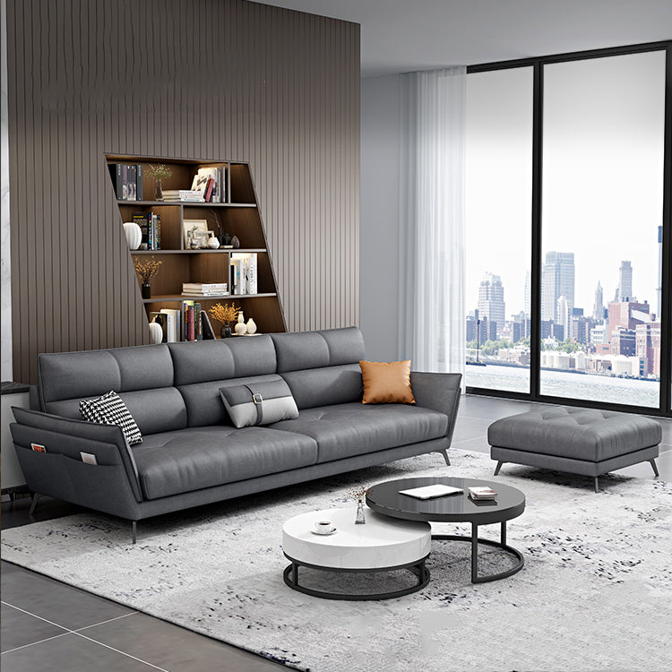 Ultra-Modern Sewn Pillow Back Faux Leather Pillow Top Arm Sofa with Wear-resisting