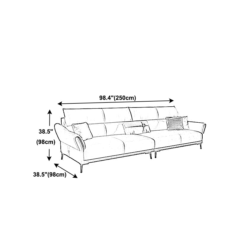 Light-grey Sewn Pillow Back Faux Leather Pillow Top Arm Sofa with Stain Resistant