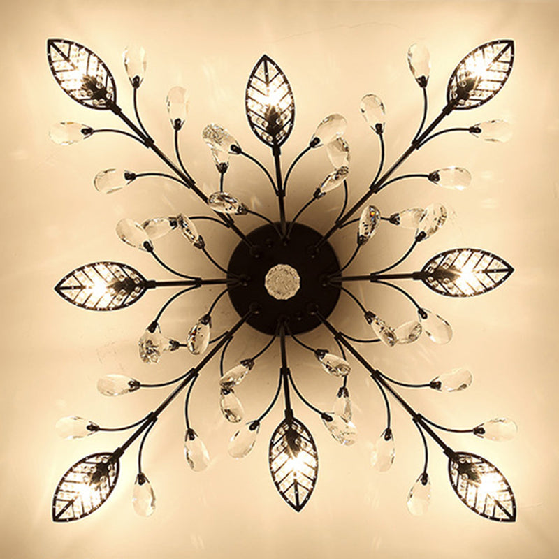 Lámpara de techo radial de múltiples luces de múltiples iluminación de techo de cristal de estilo moderno para sala de estar