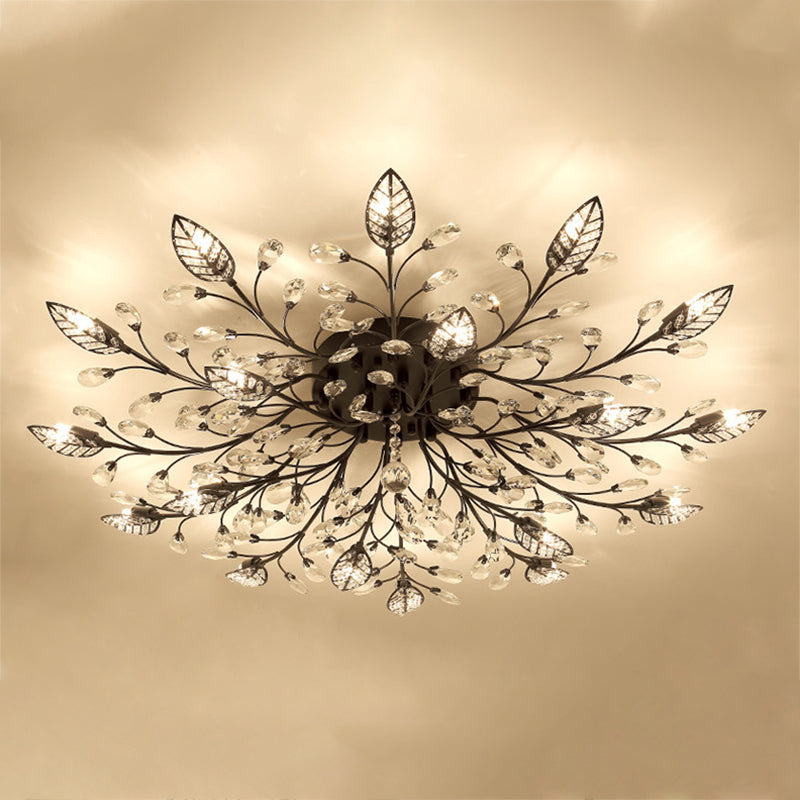 Lámpara de techo radial de múltiples luces de múltiples iluminación de techo de cristal de estilo moderno para sala de estar