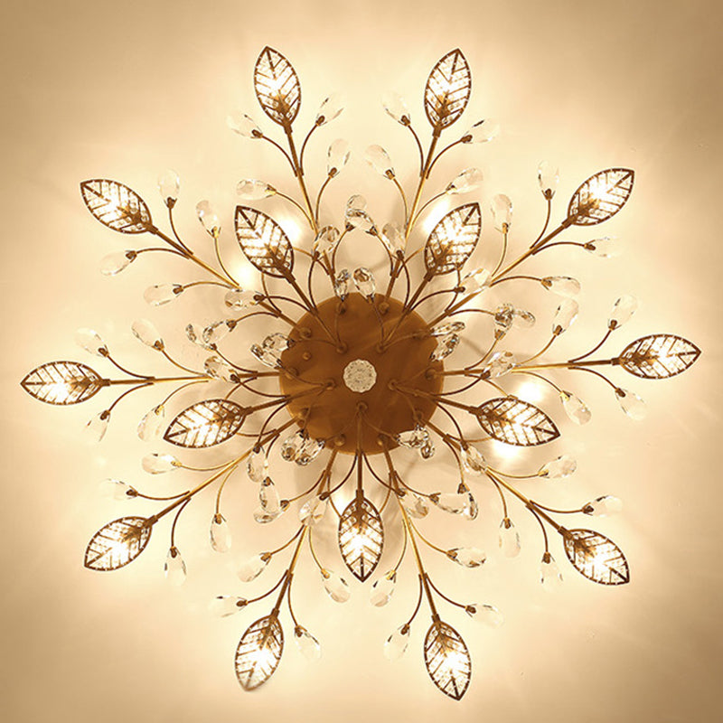Lámpara de techo radial de múltiples luces de múltiples iluminación de techo de cristal de estilo moderno para sala de estar