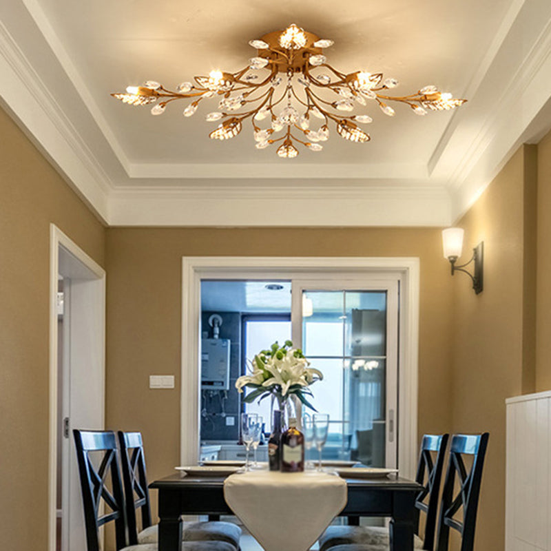 Lámpara de techo radial de múltiples luces de múltiples iluminación de techo de cristal de estilo moderno para sala de estar