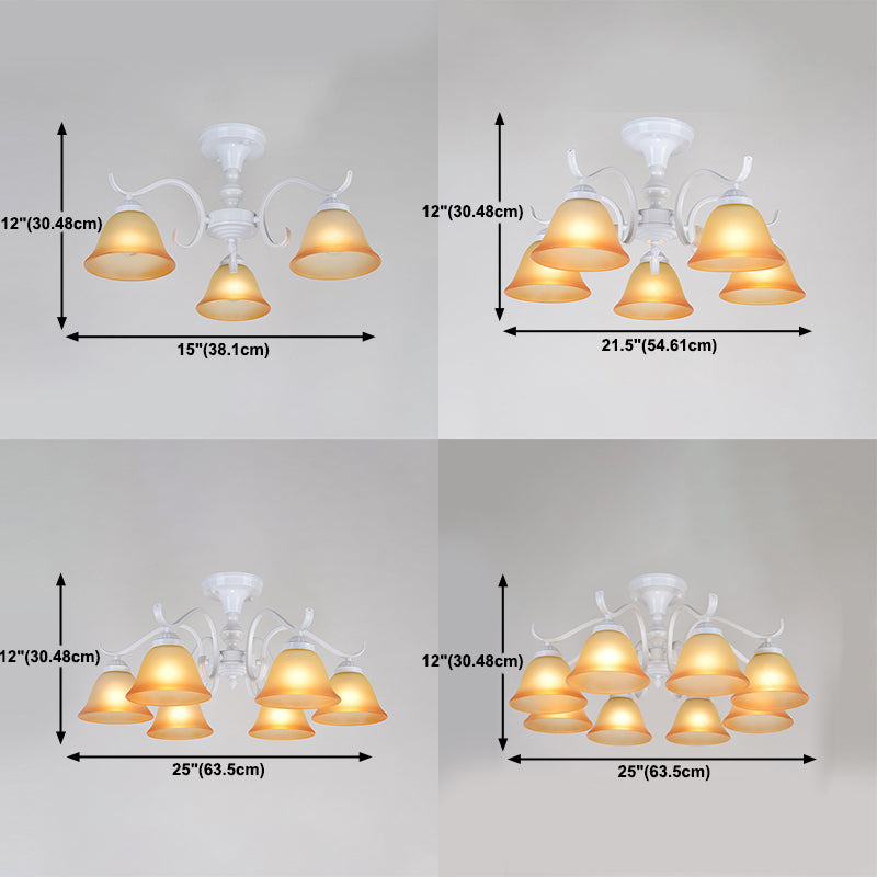 Bell blanc semi-luxueuse Mount Vintage Verage Shade plafond Plafond pour le salon