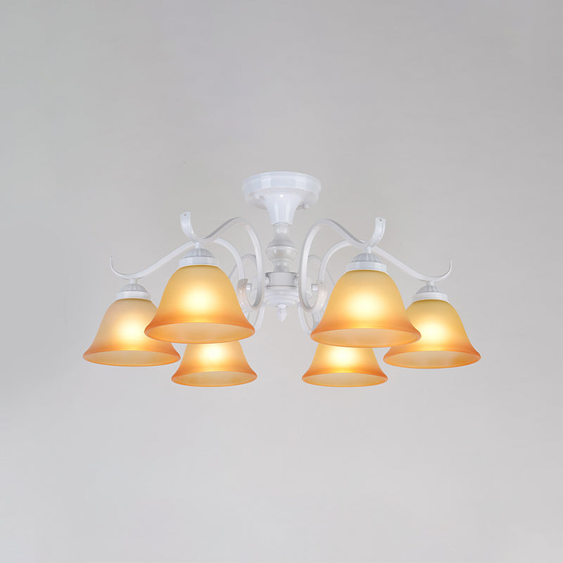 Bell blanc semi-luxueuse Mount Vintage Verage Shade plafond Plafond pour le salon