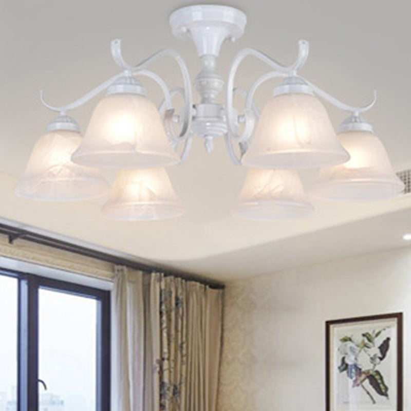Bell blanc semi-luxueuse Mount Vintage Verage Shade plafond Plafond pour le salon
