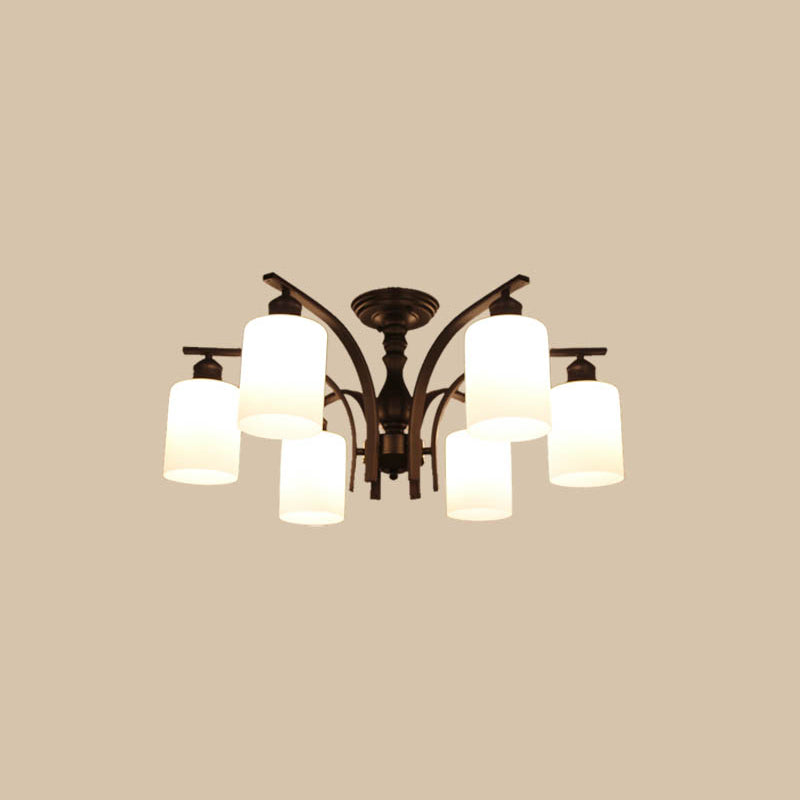 Retro Black Techo Flush Ligero de vidrio blanco Luz de semi descarga Luz