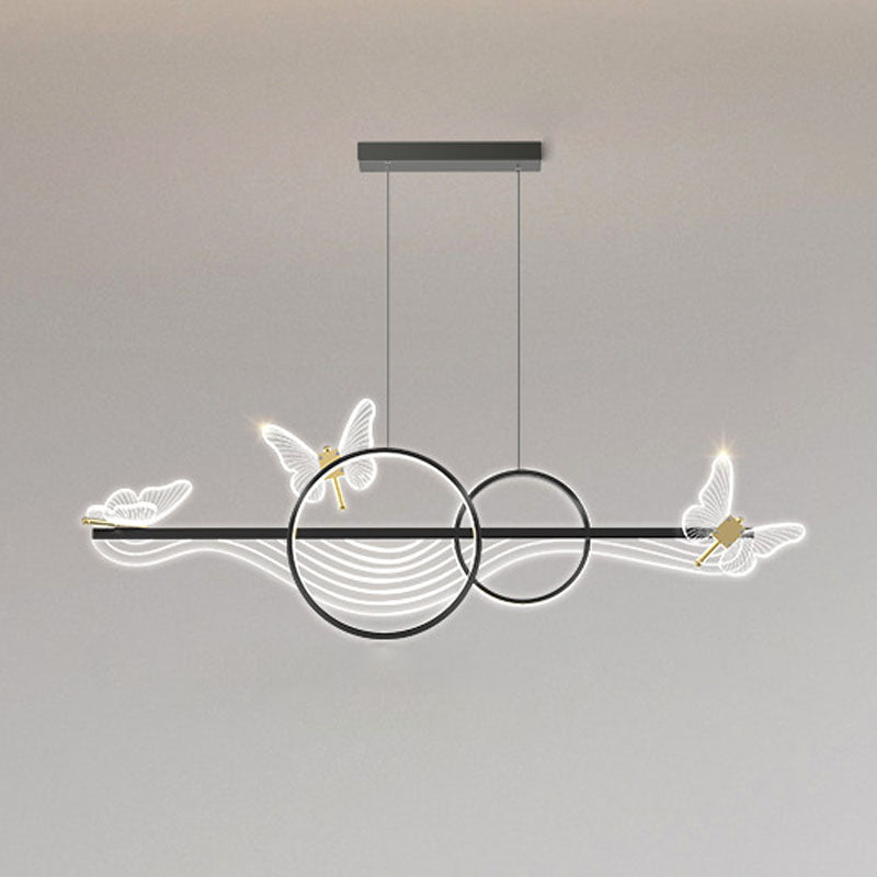 Postmoderne LED -Island -Lampen -Acryl -Schmetterlingsaufhängung Licht für Esszimmer