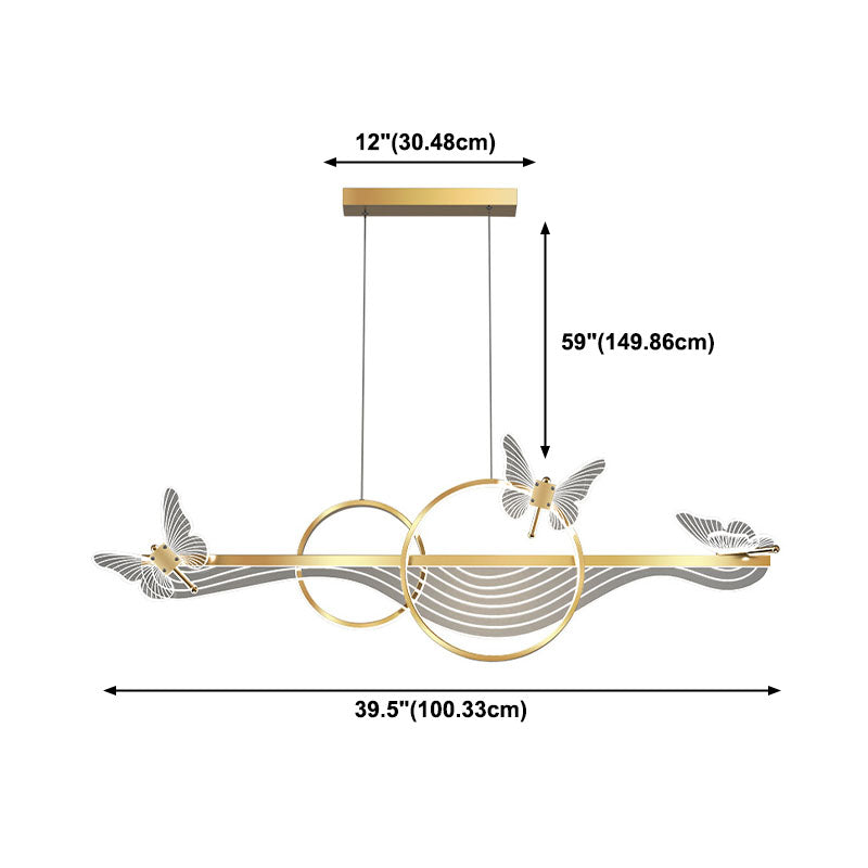 Postmoderne LED -Island -Lampen -Acryl -Schmetterlingsaufhängung Licht für Esszimmer