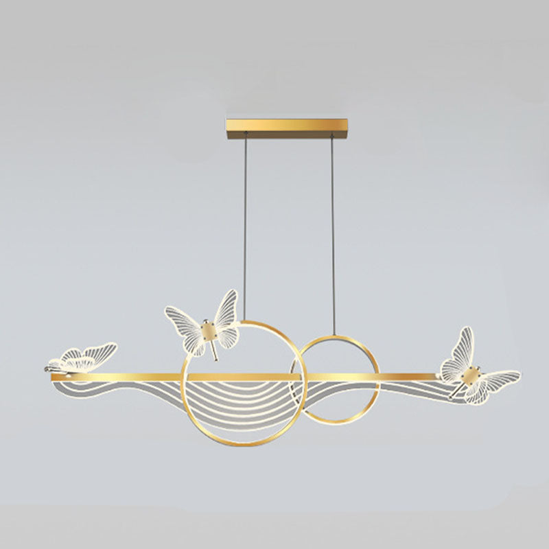 Postmoderne LED -Island -Lampen -Acryl -Schmetterlingsaufhängung Licht für Esszimmer