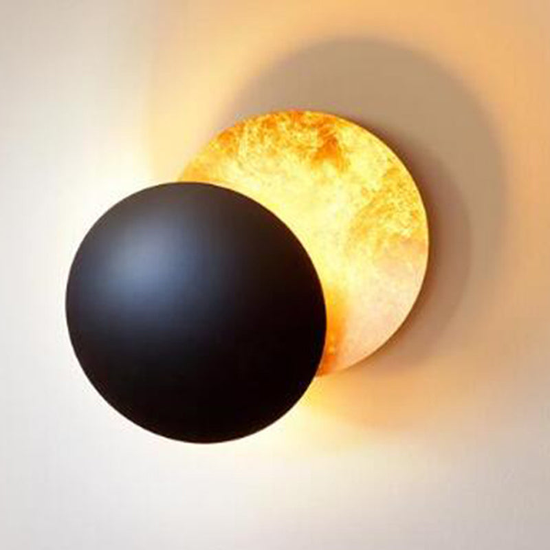 Contemporary Style Round Wall Mounted Lamps Metal 1 Light Wall Lighting