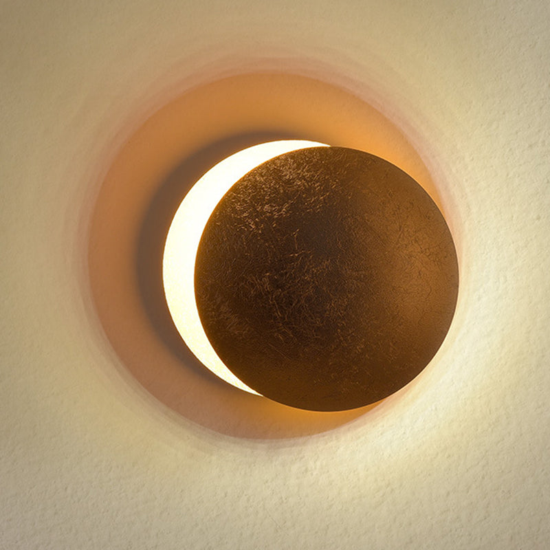 Contemporary Style Round Wall Mounted Lamps Metal 1 Light Wall Lighting