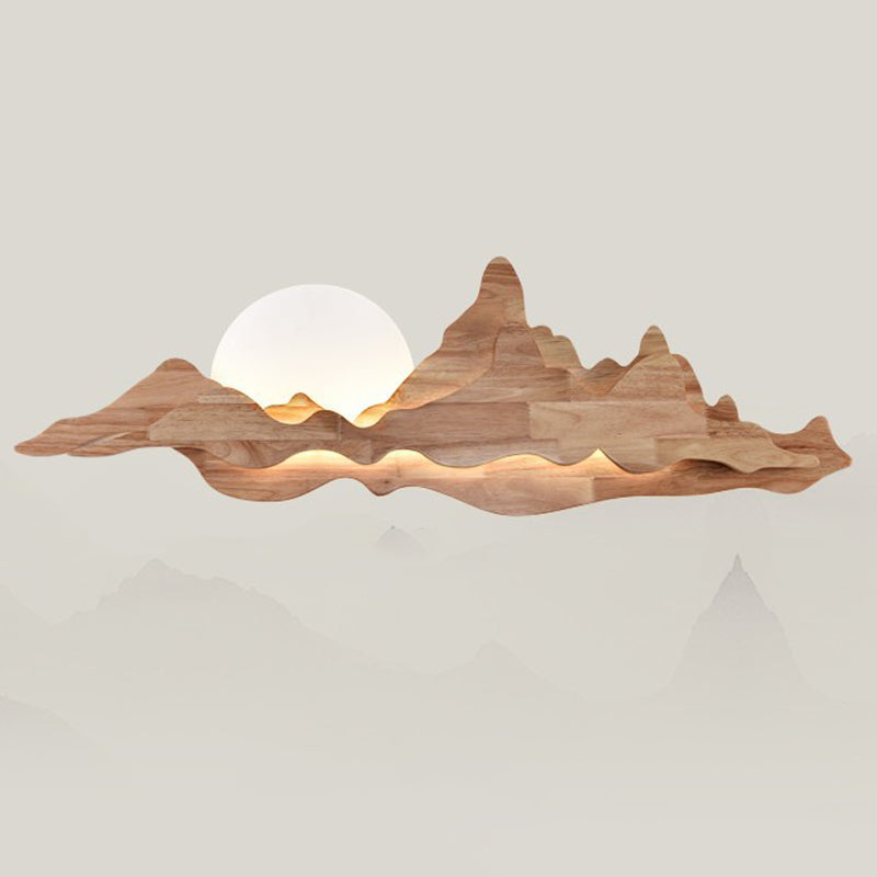 Modern Style Wall Mount Light 1-Light LED Wall Sconce Light with Wooden Shade for Bedroom