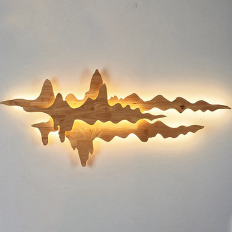 Modern Style Wall Mount Light 1-Light LED Wall Sconce Light with Wooden Shade for Bedroom