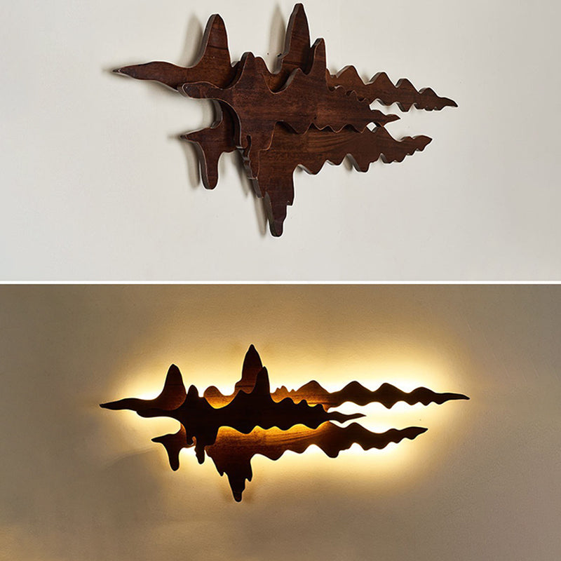 Modern Style Wall Mount Light 1-Light LED Wall Sconce Light with Wooden Shade for Bedroom