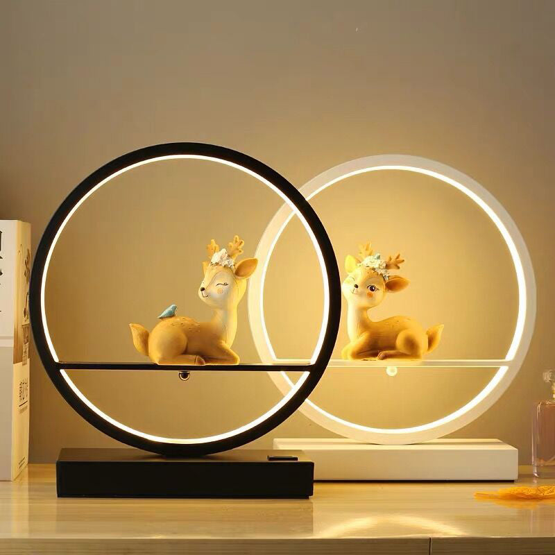 Lámpara de mesa de 1 círculo de 1 luz lámparas de mesita de noche contemporánea para dormitorio