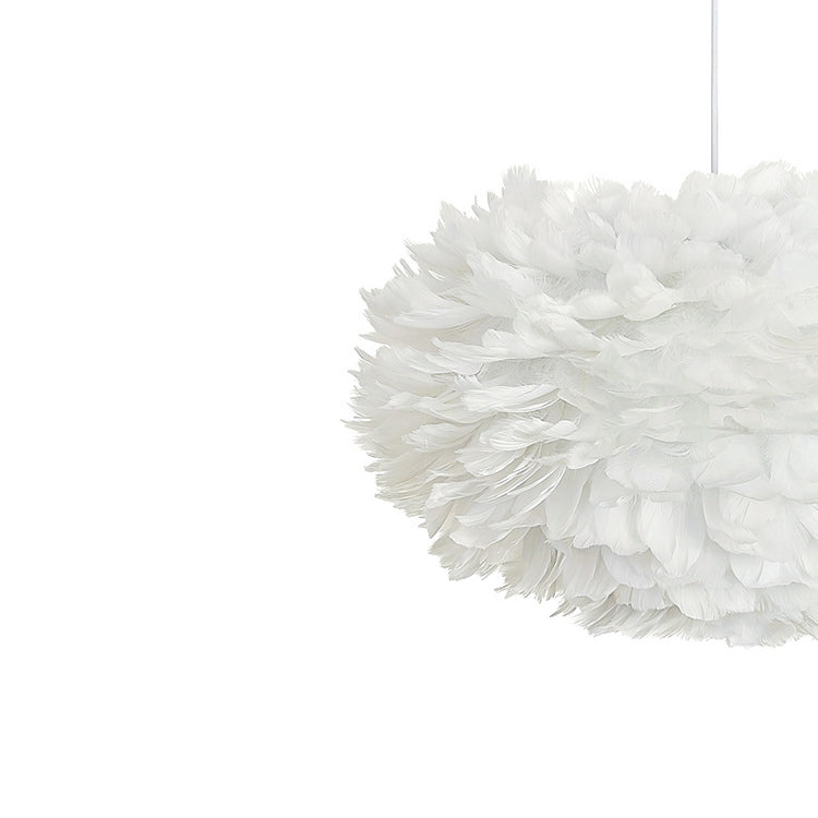 Modern Circular Chandelier Lights Feather Chandelier Light Fixture in White